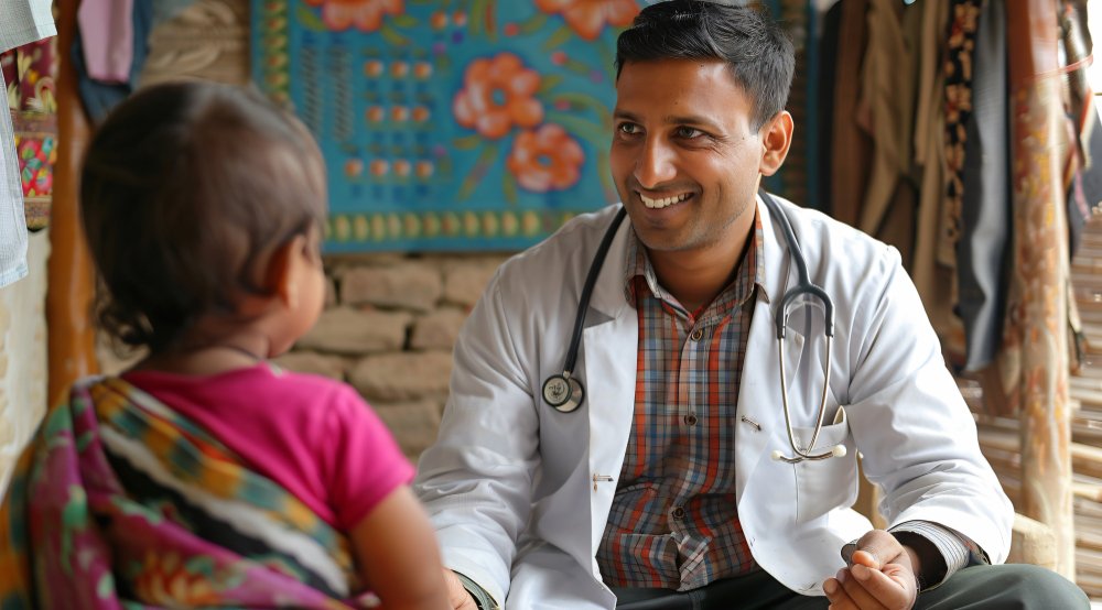 Smiling doctor at a community healthcare programme